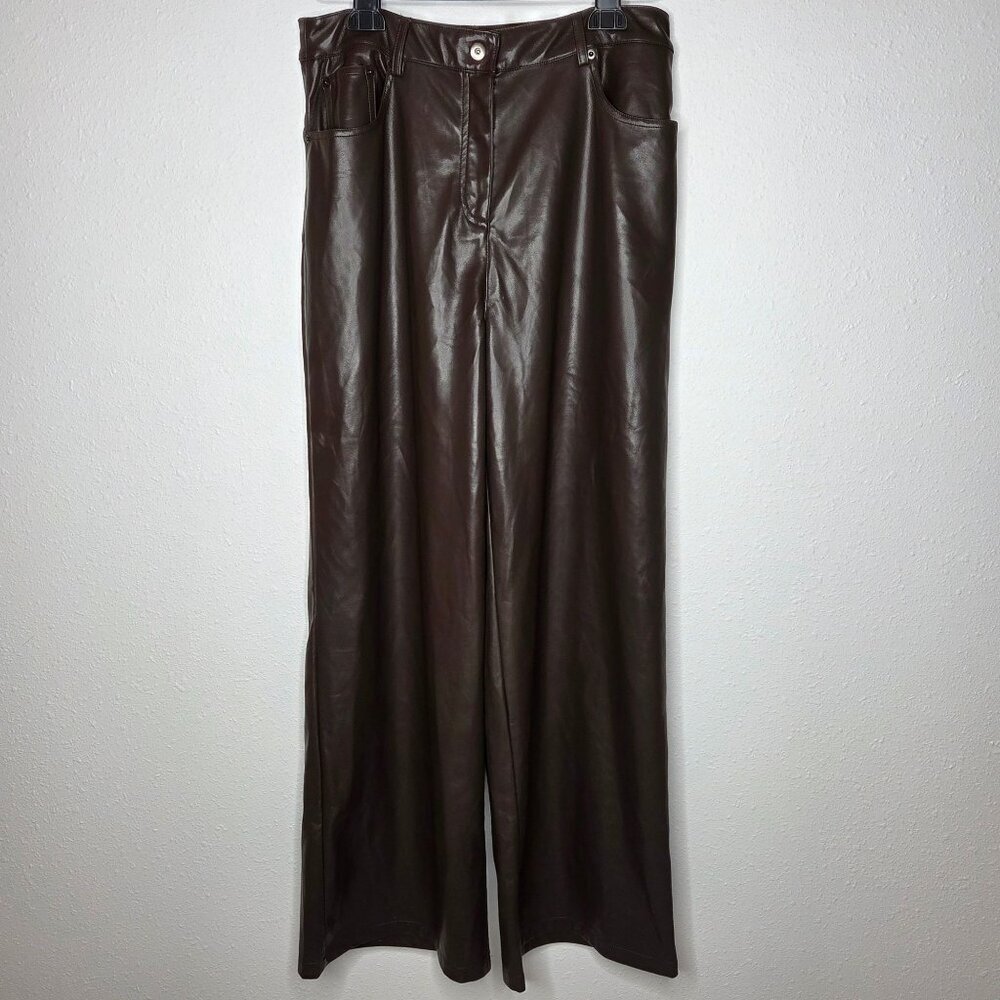 NWT Lucy Paris Women's Adler Faux Leather Pants - Dark Brown
